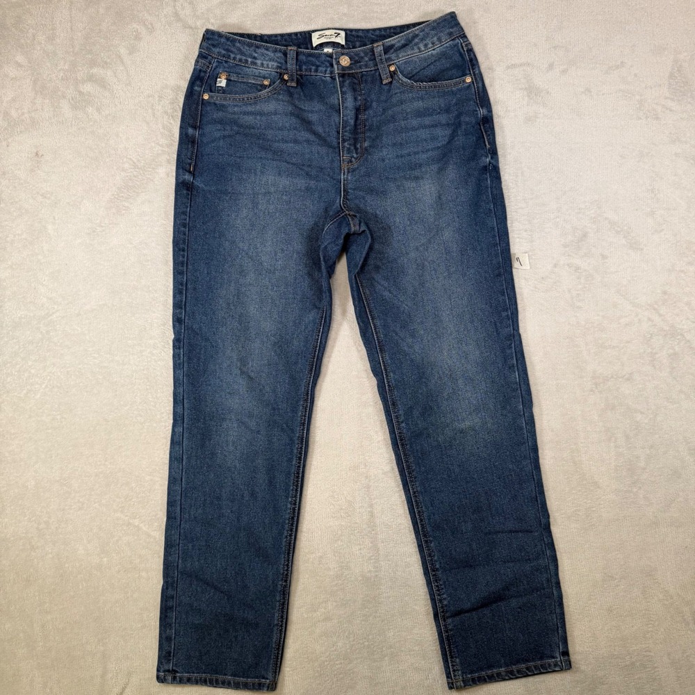 Seven7 Premium Brand Womens‎ Straight Leg Jeans Dark Wash Blue Size 8 Stretch